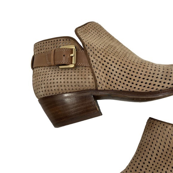Sam Edelman Paula Tan Ankle Boot Booties Women’s Size 9 Perforated Suede - Picture 7 of 9